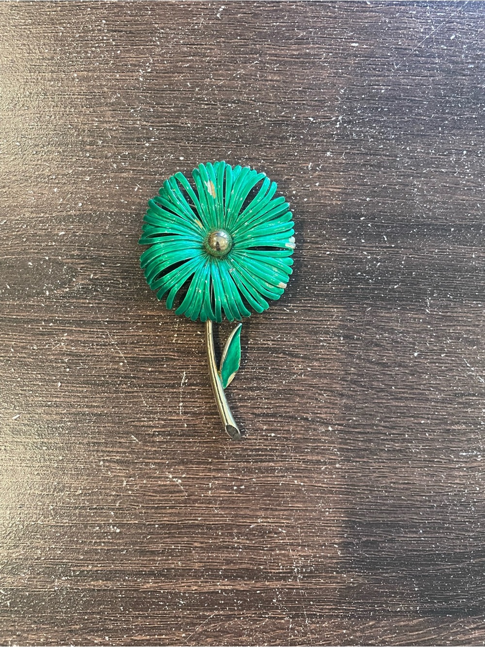 Green Enamel Daisy Flower Brooch - Women Accessories